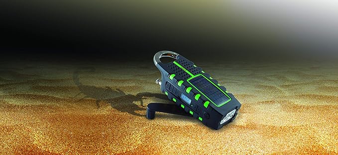 Eton - Scorpion II Rugged Multipowered Portable Emergency Weather Radio & Flashlight Green, Hand Crank, LED Flashlight, Smartphone Charger, Solar Power, 800 MAH Battery, Commitment to Preparedness
