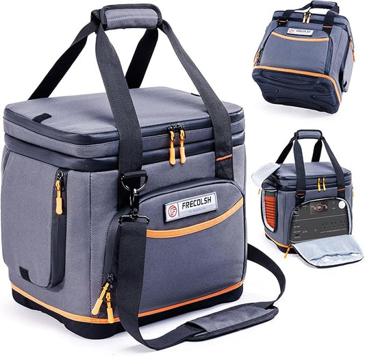 Double-Layer Travel Carrying Case for Jackery Explorer 1000 v2 – Hard Molded Bottom, Side Ventilation & Front Pockets, Portable Power Station Storage Bag for Jackery Accessories & Solar Generator