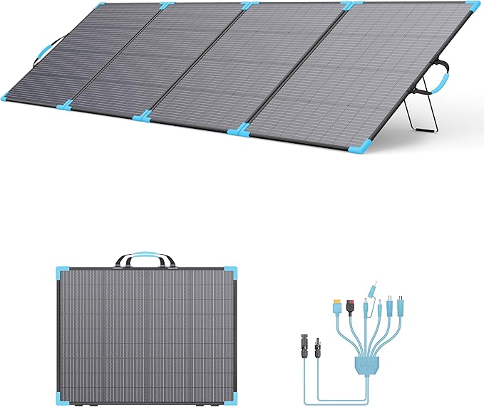 400W Bifacial Portable Solar Panel for Power Station, 23.5% High Efficiency ETFE Foldable Solar Charger for Camping Essentials,IP68 Waterproof 3 Reinforced Kickstands for RV Off-Grid Blackouts