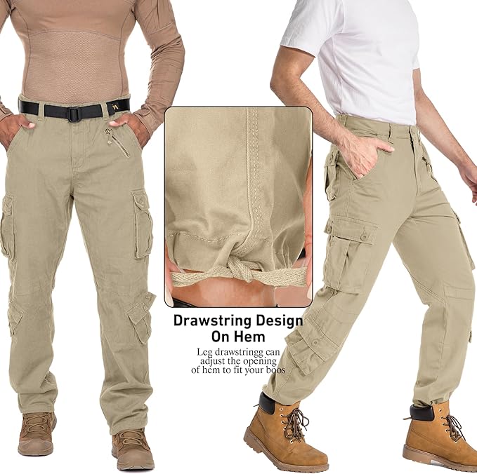 Men's BDU Casual Military Pants, Tactical Wild Army Combat ACU Rip Stop Camo Cargo Work Pants Trousers with 8 Pockets
