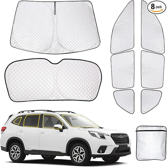 ZATOTOO Car Window Shades Forester 2019-2024 Custom Sun Shades Full Set | Front Side Rear Triangle Window Covers | Total Blackout Privacy UV Protection | Heat Blocking for Camping Napping Long Parking
