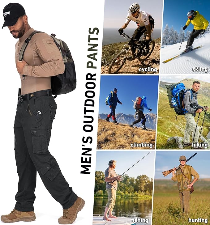 Men's BDU Casual Military Pants, Tactical Wild Army Combat ACU Rip Stop Camo Cargo Work Pants Trousers with 8 Pockets