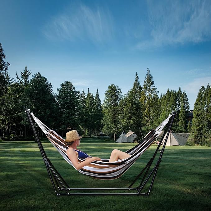 Portable Hammock with Stand for Outside Foldable,Frabic Tension Adjustable Indoor,Carrying Bag Included, 616 lbs Weight Capacity, Suitable Garden Yard Outdoor Inhouse Cyan