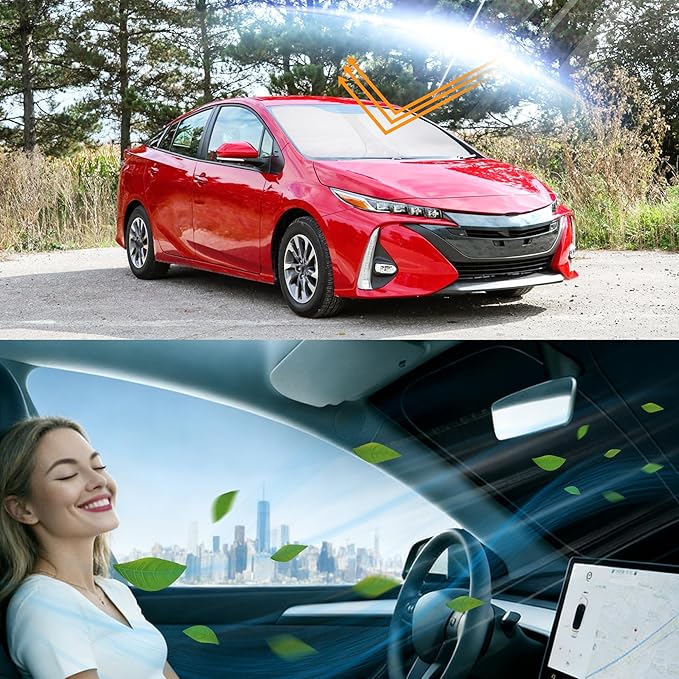 Windshield Sun Shade Accessories Compatible with 2016-2022 Prius Hatchback (NOT for Prius C or V) for Toyota Foldable Sunshade Sun Visor Blocks UV
