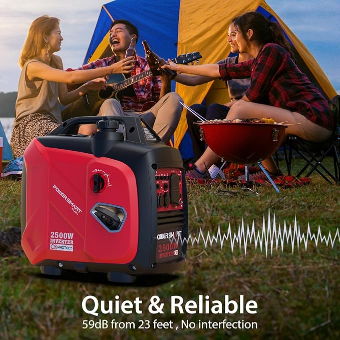2500-Watt Gas Powered Portable Inverter Generator, CO Sensor, Super Quiet for Camping, Home Emergency Use, EPA Compliant 2026 Version