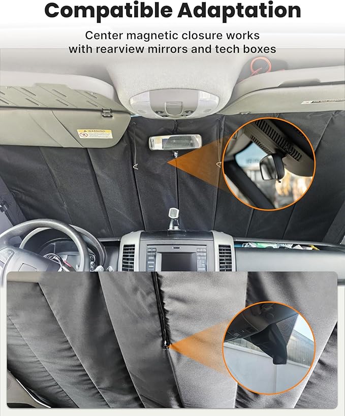 MELIPRON Van Windshield Covers Fit for Mercedes-Benz Sprinter NCV3/VS30 2007-2025, Blackout Privacy & Thermal Insulation Window Cover for Van Life & Camping, Custom Fit, Easy Install, Gray