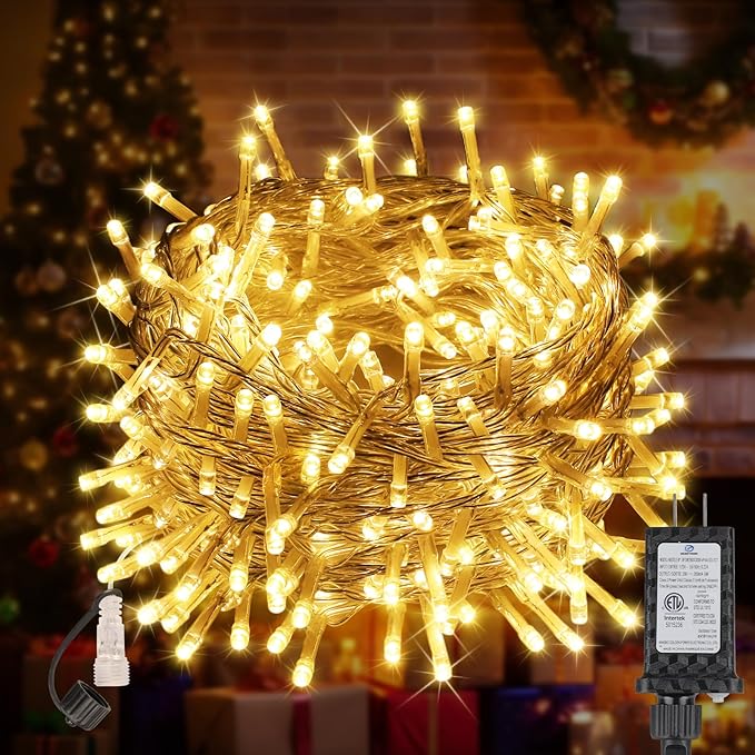100FT 300 LED Christmas Lights Plug in,Outdoor Indoor Waterproof Fairy Lights with Timer and 8 Modes, Connectable Christmas Tree Lights for Outdoor Indoor Garden Party Decoration(Warm White)