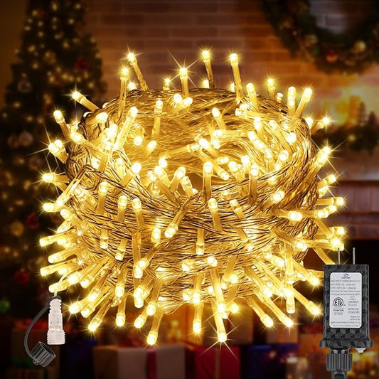 100FT 300 LED Christmas Lights Plug in,Outdoor Indoor Waterproof Fairy Lights with Timer and 8 Modes, Connectable Christmas Tree Lights for Outdoor Indoor Garden Party Decoration(Warm White)