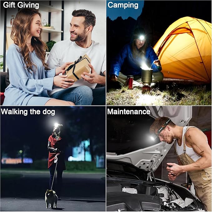 Sogdeco Rechargeable Headlamp Flashlight, 8 LED 2500LM Ultra-Light Bright Headlight, Waterproof Lightweight Head Lamp for Adult Kid, 3-Pack Headlamps for Outdoor Camping Running Fishing