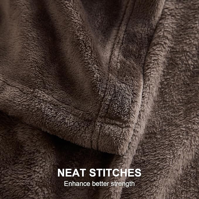 Hansleep Fleece Brown Throw XL Blanket, Super Soft Flannel Fuzzy Plush Cozy Blanket for All Seasons, Brown, Throw XL 50x70 Inches