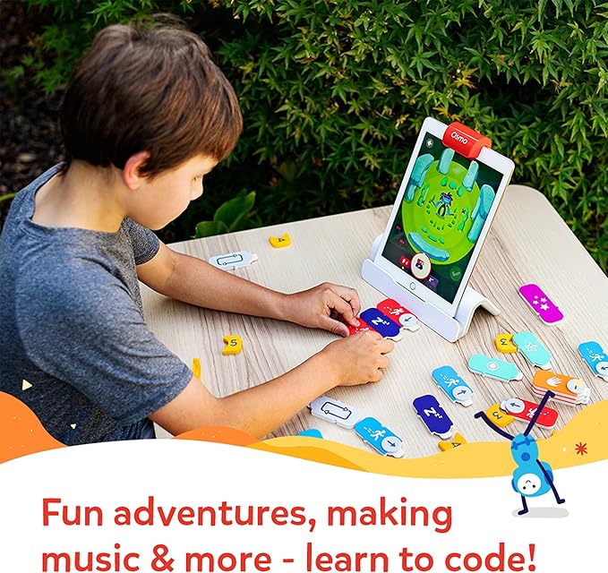 Osmo - Coding Starter Kit for iPad-3 Educational Learning Games-Ages 5-10+ Learn to Code, Basics Puzzles-STEM Toy-Logic, Fundamentals(Osmo iPad Base Included)
