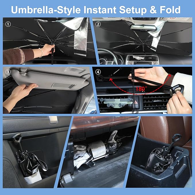 Windshield Sun Shade Umbrella Custom Fit for 2021-2026 Fo-rd Bronco (Not for Bronco Sport) Accessories Foldable Sunshade Sun Blocker Protect Car from Sun Rays & Heat Damage Keep Car Cooler
