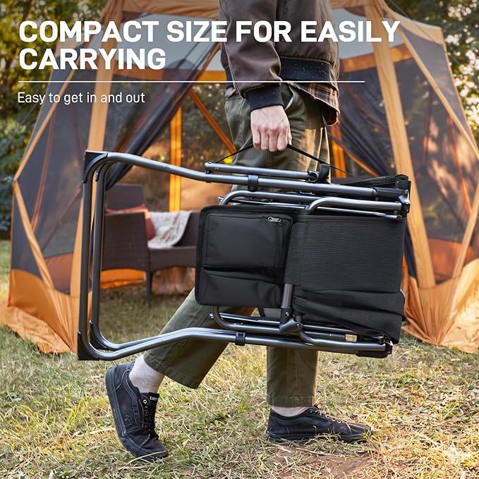 EVER ADVANCED Portable 30.7" Seat Height Tall Folding Camping Chair Directors Chair High Foldable Bar Stool with Side Table for Makeup Artist, Sports Event, Craft Show, Textilene Mesh, Supports 350LBS