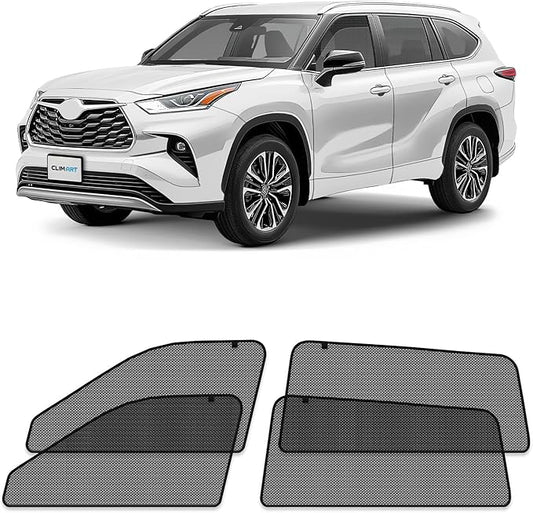 CLIM ART Magnetic Car Window Shades for Toyota Highlander 2020-2026 – Custom-Fit Sun Blocker Curtains, Side Window Covers, Essential Car Accessories for Camping, Baby and Privacy Protection - MS0137