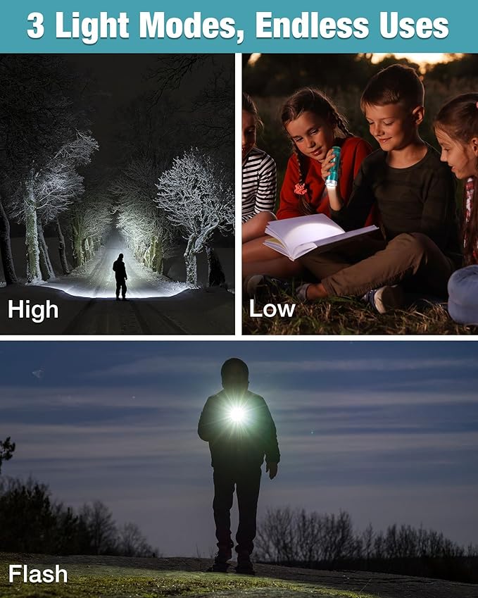EverBrite Mini Flashlight, LED Flash Light with 3 Modes, 3 AAA Batteries Included, Water-Resistant Small Flashlight for Emergencies and Camping, Blue,1 Pack