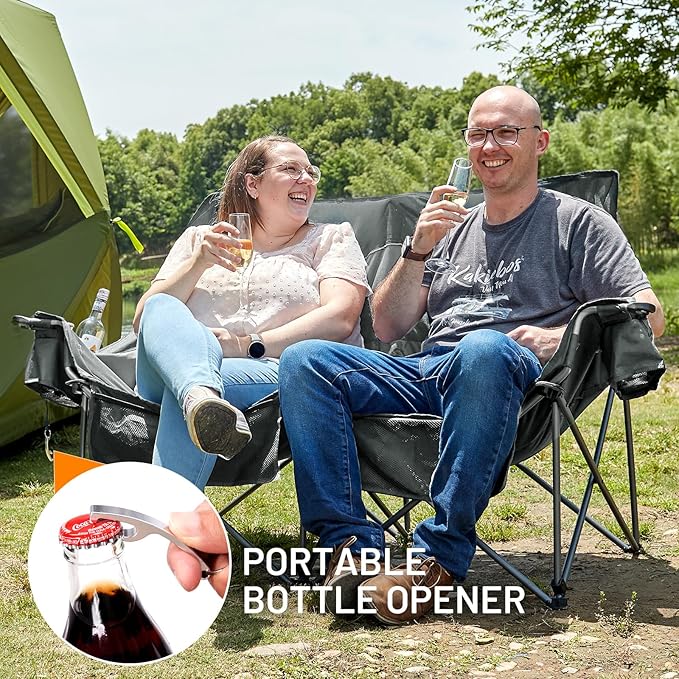 Timber Ridge 600 lbs Double Camping Chair, Ultra-Wide Heavy Duty Outdoor Folding Camp Couch, Loveseat Camping Chairs Perfect for Campsites, Patio/Lawn, Soccer Games or Other Youth Sports, Supports