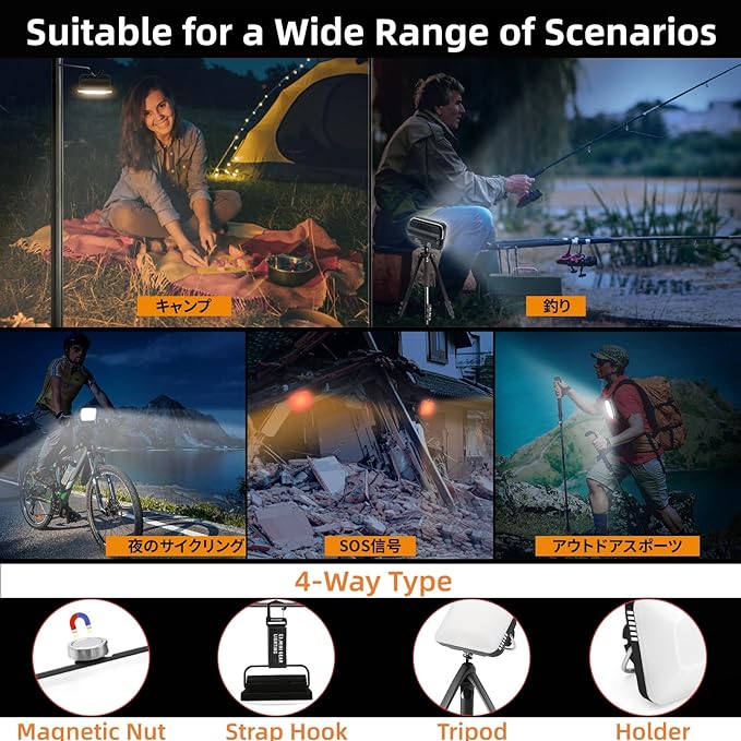 DOTWISE Camping Lantern Rechargeable 5000mAh, Lanterns for Power outages Max 850LM, 6 Light Modes&Stepless Dimming,3 Mounting Options, IP54 Waterproof (Black)