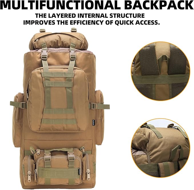 King'sGuard 100L Camping Hiking Backpack Molle Rucksack Military Camping Backpacking Daypack