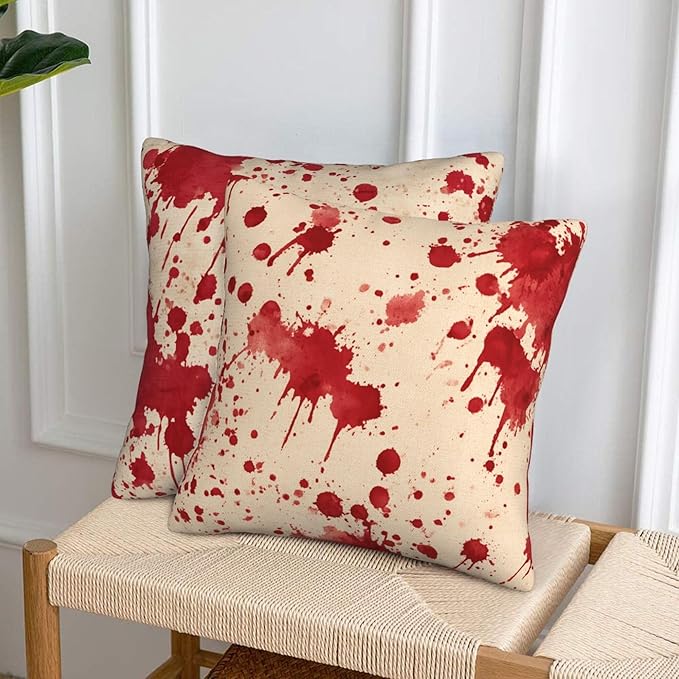 Blood Throw Pillow Covers 18x18 inch Set of 2 Halloween Pillow Case Cushion Cover for Home Sofa Couch Living Room Car Decor