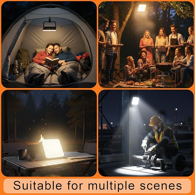 10000mAh Rechargeable Camping Lantern – Portable LED Outdoor Light with Power Bank, Magnetic Base, Tripod Compatible, Stepless Dimming for Camping, Hiking, Fishing, Emergency Use (Black)