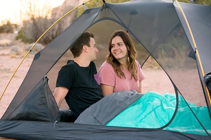 Teton Mammoth Queen Size Double Sleeping Bag- A Warm Bag The Whole Family can Enjoy – Great for Camping, Hunting and Base Camp. Compression Sack Included, 40F Teal