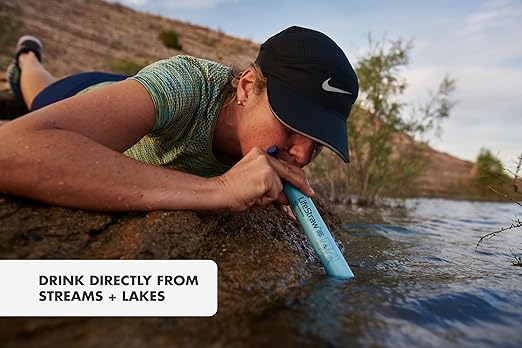 LifeStraw Personal Water Filter for Hiking, Camping, Travel, and Emergency Preparedness, Navy Blue