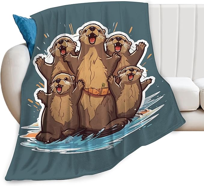 Funny Otter Blanket Cozy Soft Cute Otters Flannel Plush Throw Blanket Warm Otter Animal Fleece Bedding Stuff Decor Blanket Gifts for Lover Teens Girls Boys Kids Adults Women 60"x80"