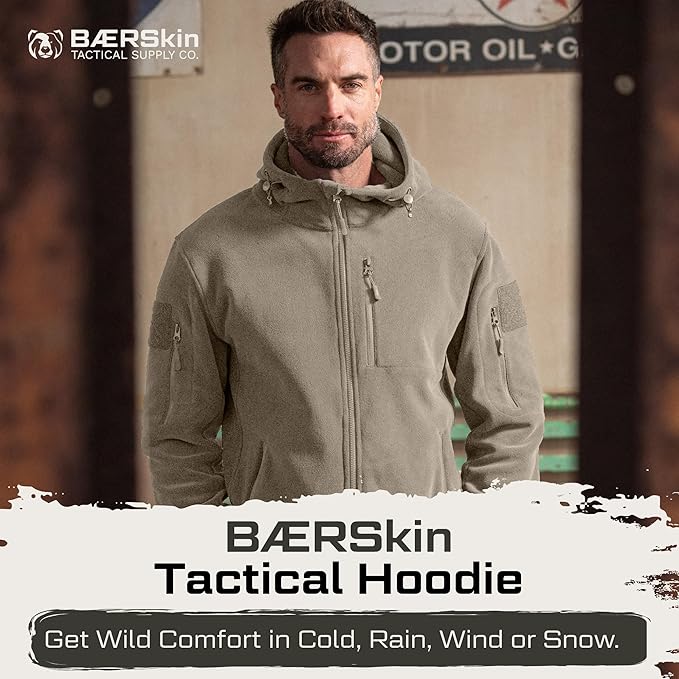 Baerskin Tactical Hoodie Jacket for Men 4.0 - Military Style Fleece Sweater for Cold, Rain, Wind or Snow
