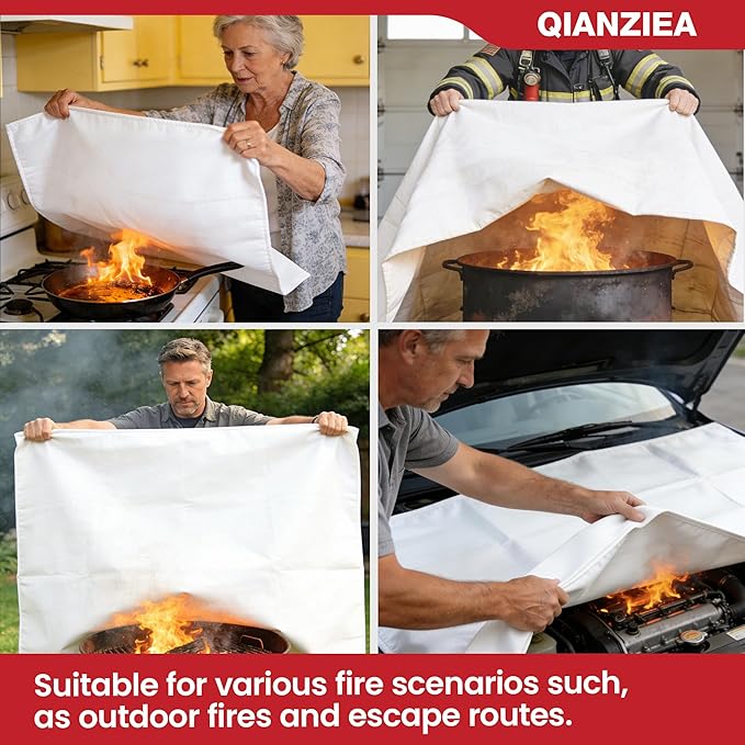 Fire Blanket,2 Pack,40"x40" Fire Blankets Emergency for Home and Kitchen
