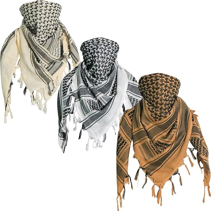 Ever Fairy Military Shemagh Tactical Desert Scarf Cotton Arab Keffiyeh Tactical Scarf Head Neck Face Wrap for Men Women
