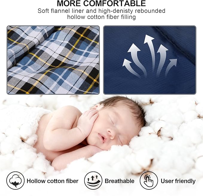 REDCAMP Flannel Sleeping Bag for Adults, Comfortable Cotton Sleeping Bags for Camping with Detachable Hood, Red/Grey/Blue/Black