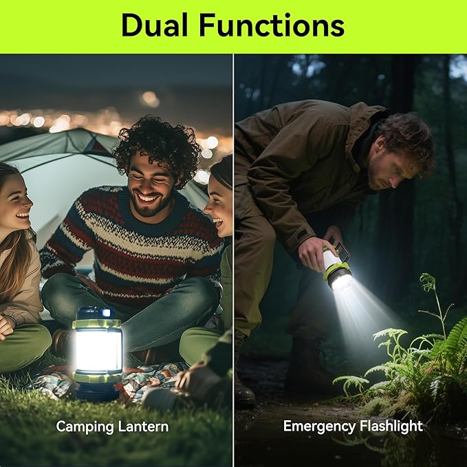 AlpsWolf Rechargeable Flashlight, 6 Modes Camping Flashlight LED Camping Lantern for Power Outage, Flashlight for Home, Emergency, Green,2 Packs