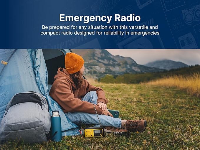 Emerson ER-7051 Emergency AM/FM Radio with NOAA Weather Band, Built-in Power Bank, Hand Crank, Solar Charging, LED Flashlight, and SOS Alarm – Essential Survival Gear for Camping and Emergency Prep