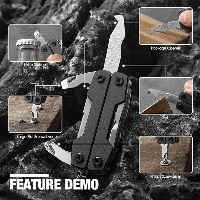 11-in-1 Mini EDC Multitool - Scissors, Pocket Knife, Keychain, Bottle Opener and Screwdriver, Stainless Steel EDC Multitool for Outdoor Camping Survival, Hiking, Simple Repair