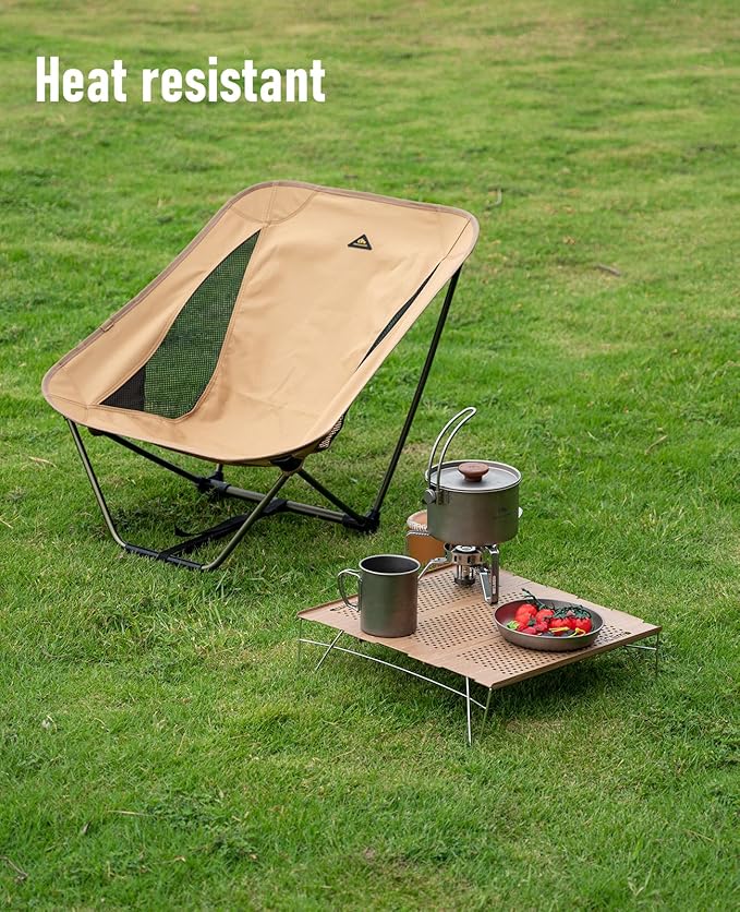 iClimb Mini Solo Folding Table Ultralight Compact for Backpacking Camping Hiking Beach Picnic (Nature - L)