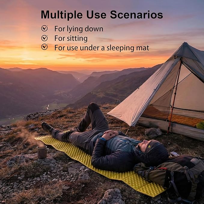 YIKI Closed Cell Foam Sleeping Pad for Camping, 72.8x22 inch, Ultralight Foldable Foam Sleeping Mat with Heat Reflective Layer, Waterproof Backpacking Pad for Hiking, Tent, Outdoor Use