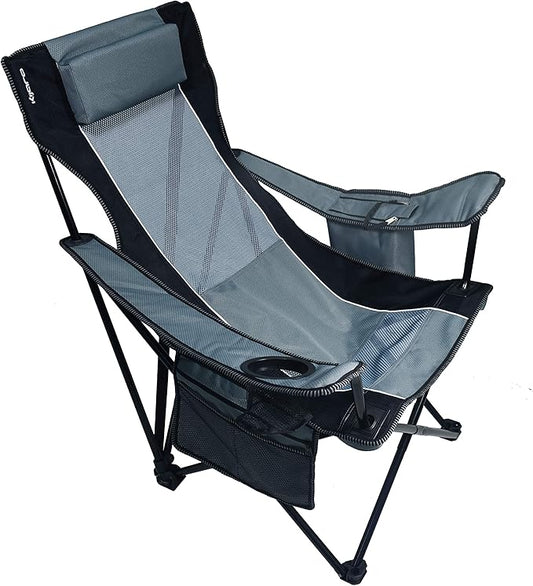 Kijaro Sling Folding Camping Chair - Enjoy The Outdoors in This Outdoor Chair with a Built-in Cup Holders and Side Organizer OR Side Cooler - Includes a Detachable Pillow