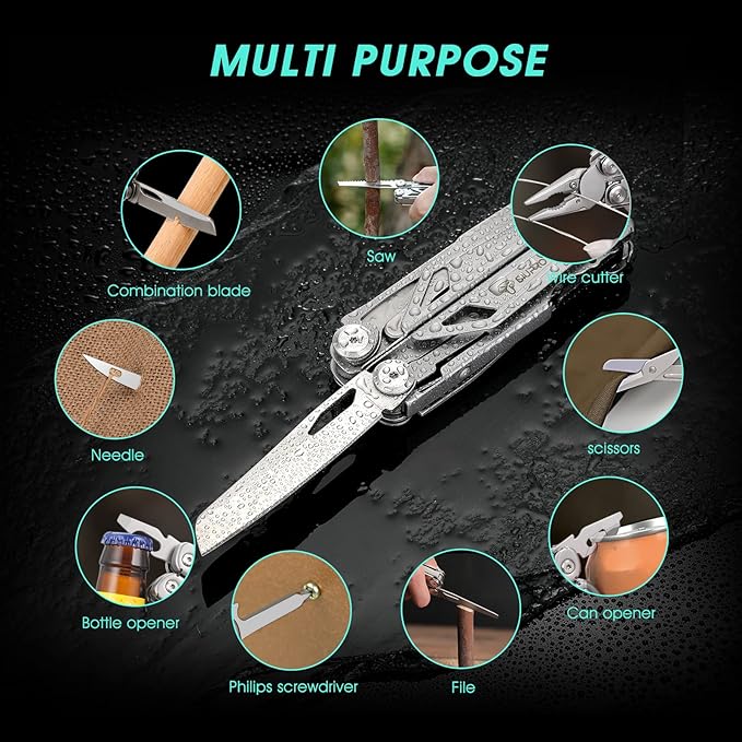 SIUPRO Multitool Pocket Knife for Men, Tactical Multi Tool With Scissors, Saw, Survival Folding Pliers with Nylon Sheath for Camping, Hiking, Hunting, Gifts Idea