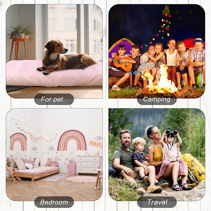 Breling Kids Air Mattress Fitted Sheets Compatible with Intex Cozy Kidz (Sheet Only) Toddler Inflatable Mattress Sheets for Kids Sleepover Party Travel Camping Airbed(Pink,6 Pcs)