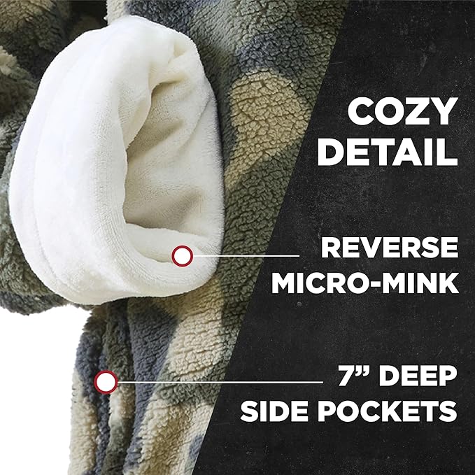 Cathay Home Oversized Wearable Sherpa and Micro-Mink Blanket Hoodie, Green - One Size Fits Most