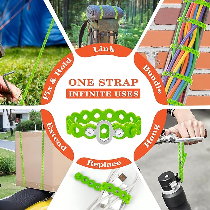 Modular Straps (4-Pack), Flexible Multi-Tool, Gear Strap for Outdoor Adventure, Survival, Camping, Travel, EDC