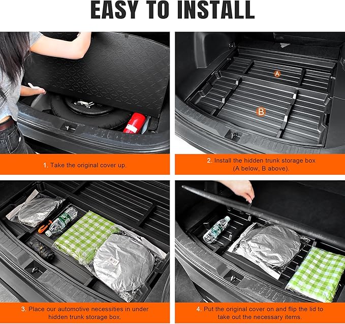 Trunk Organizer for 2019-2025 Toyota RAV4 Accessories, Hidden Storage Box Under Cargo Floor, Rear Trunk Insert Tray, SUV Cargo Storage Organizer (Not for Prime)