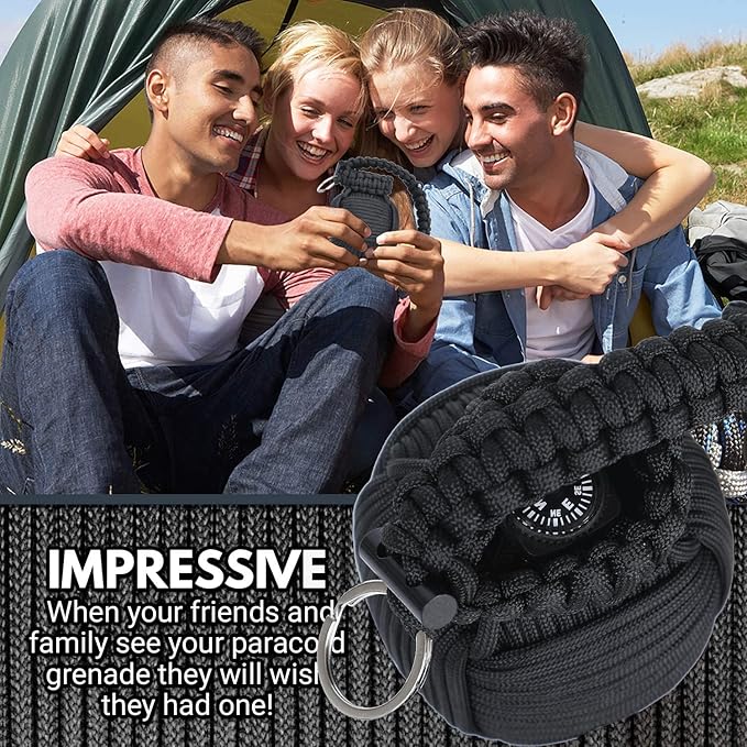 Survival Kit Paracord Grenade The #1 Best 48 Tool Emergency kit (Black)