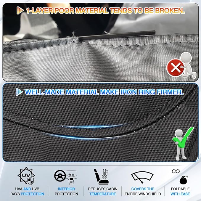 Canvcle Windshield Sun Shade for 2016-2021 Honda Civic 10th Gen Accessories Thicken 6-Layer Front Window Sunshade Cover Sun Visor Protector Foldable Block UV Rays Keep Vehicle Cool