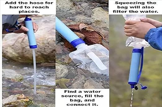 Galaxy Personal Portable Water Filter Straw Filtration Purifier for Hiking, Camping, Hunting, Travel, Outdoor Emergency Survival Detachable. (3 Packs)