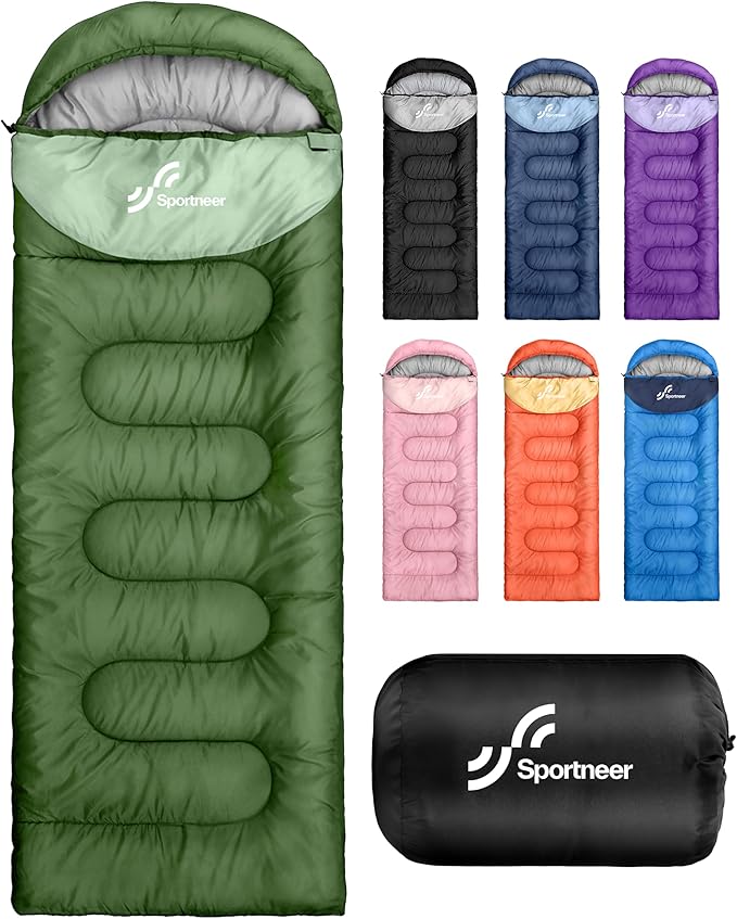 Sportneer Sleeping Bag for Adults & Kids, Cold Weather & Warm Waterproof Camping Sleeping Bag, Compact Portable for Camping Hiking & Travel
