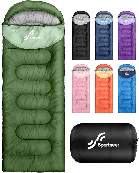 Sportneer Sleeping Bag for Adults & Kids, Cold Weather & Warm Waterproof Camping Sleeping Bag, Compact Portable for Camping Hiking & Travel