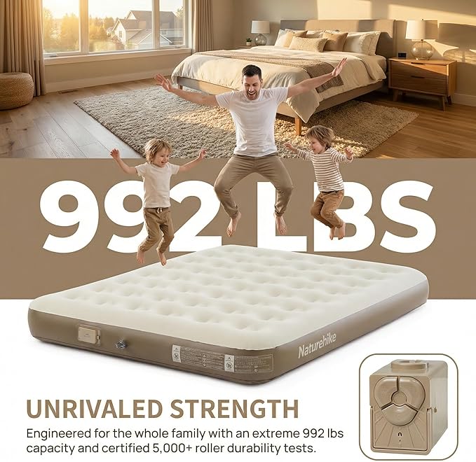 Naturehike California King Air Mattresses with Rechargeable Built-in Pump, Inflatable Mattress, Portable Blow up Mattress, Air Bed for Home, Camping, Guest