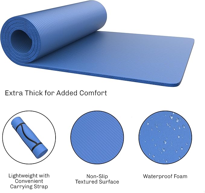 Foam Sleeping Pad - Lightweight 1-Inch Mat for Camping, Cots, Tents, Backpacking, and Yoga - Non-Slip and Waterproof with Handle by Wakeman