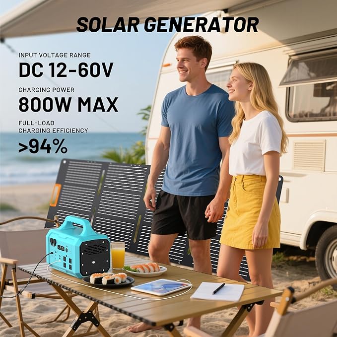 STARY LINE 1800W Solar Generator Kit (2700W Surge), 1024Wh Portable Power Station with 200W Solar Panel, LiFePO4 Battery for RV Life, Van Living, High-Power Appliances Backup,